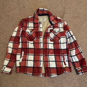 Plaid Red and White Teddy Jacket